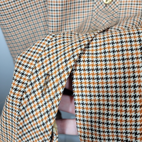 Vintage 70s California Girl Cream Houndstooth Button Up Shirt Dress Small READ - Picture 9 of 10